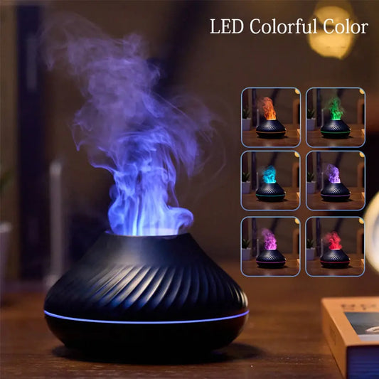 Volcanic Flame Aroma Diffuser Essential Oil Lamp Use Electric Air Humidifier Cool Mist Maker With LED Night Light  For Home